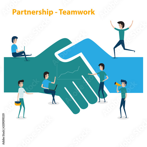 Business people teamwork cooperation and partnership concept.Business meeting and brainstorming. Idea and business concept for teamwork.Vector illustration