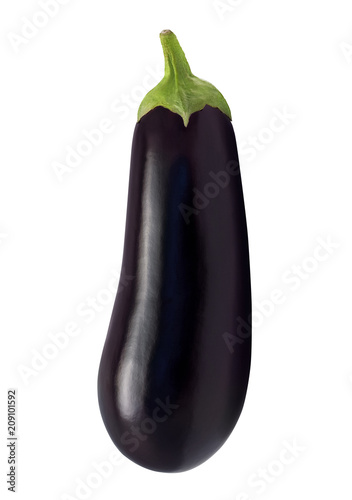 Eggplant isolated on white background. High resolution macro photo of fresh eggplant aubergine vegetable