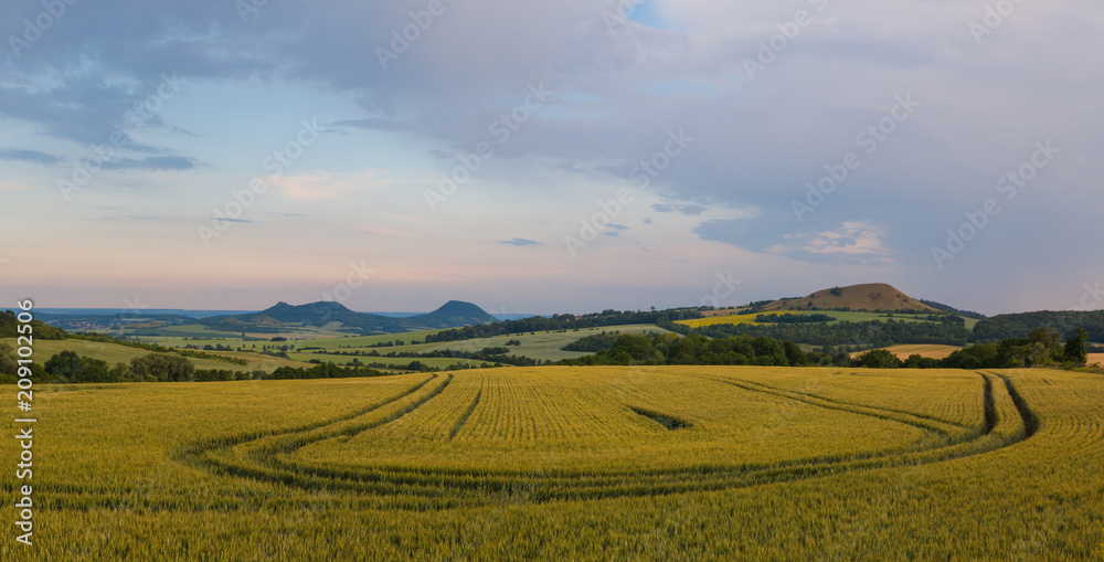 Landscape between the fields at the village Merunice, Czech Republic.