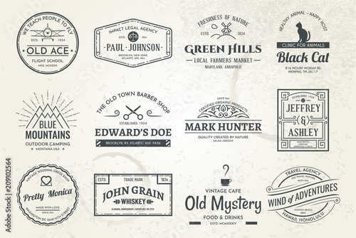 Set of vintage template logos. Perfectly to your company logos, advertisement, promotion material, sticker and business cards.