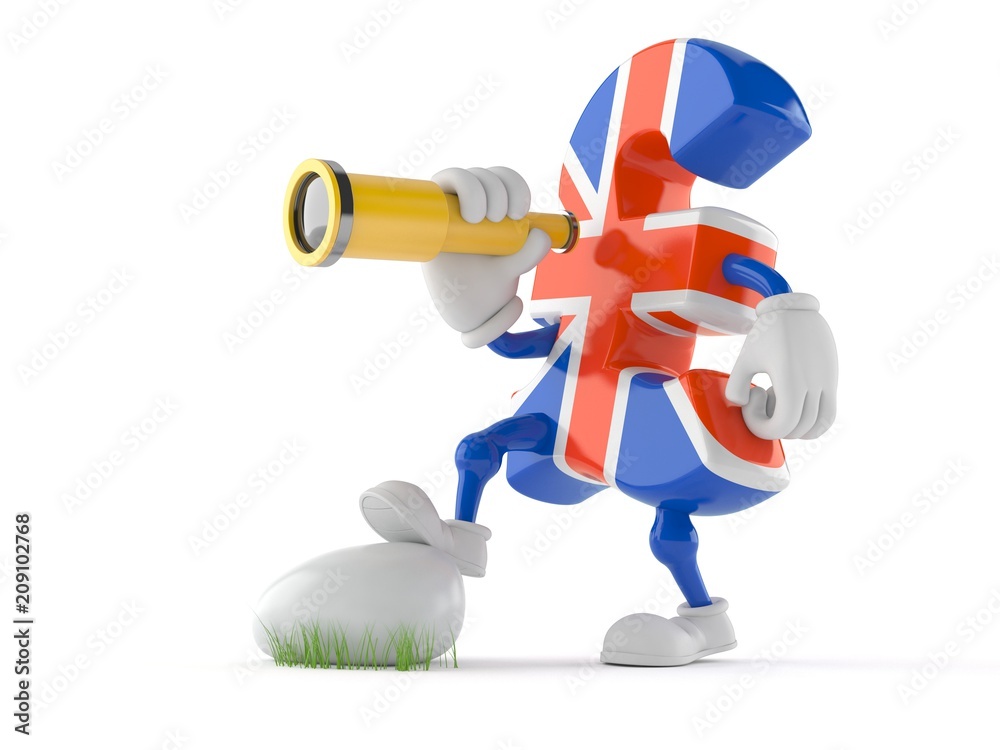 Fototapeta premium Pound currency character looking trough a telescope