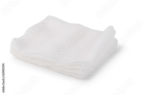 Medical gauze sheet isolate on a white background photo