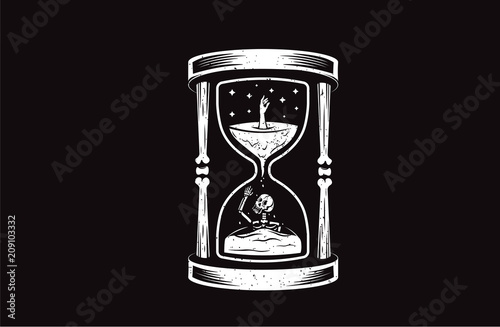 Death Hourglass illustration with skull.
