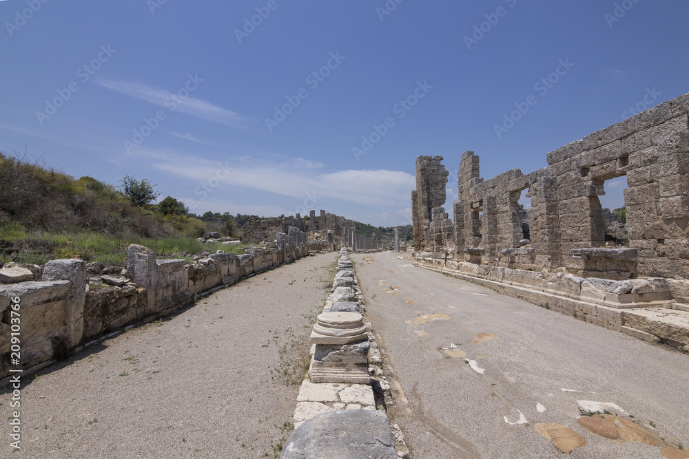 Palaestra & Gymnasium in Perge Ancient City in Antalya, Turkey