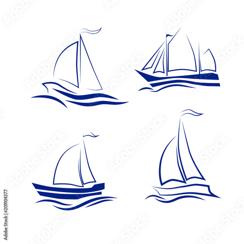   Travel by sea or ocean, a set of vector icons
