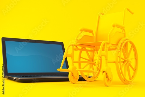 Wheelchair background with laptop