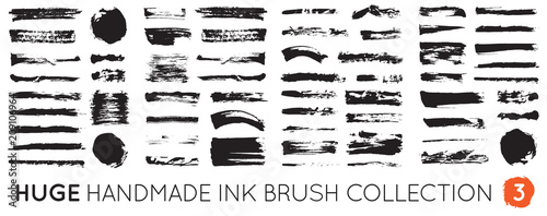 Dirty DIY Handmade artistic design elements, boxes, frames. Huge collection of black paint, ink brush strokes, brushes, lines, grungy. Vector illustration. Freehand drawing.