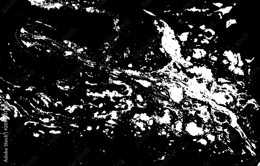 Black and white liquid texture. Hand drawn marbling illustration. Abstract vector background. Monochrome marble pattern.