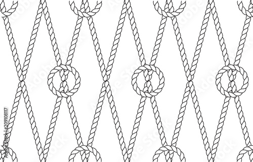 Rope seamless tied fishnet pattern. Vector Wallpaper