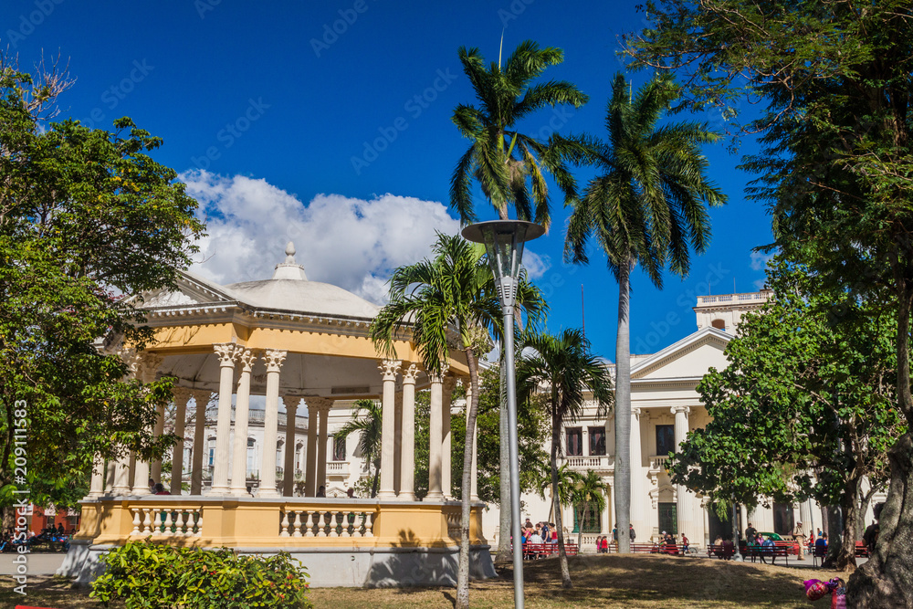 SANTA CLARA, CUBA - FEB 13, 2016: View of Parque Vidal square in Santa Clara, Cuba