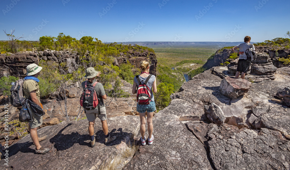 spectacular view over Arnhem Plateau and Kakadu National Park from top of the Jim Jim fals, northern Terrtory, Australia