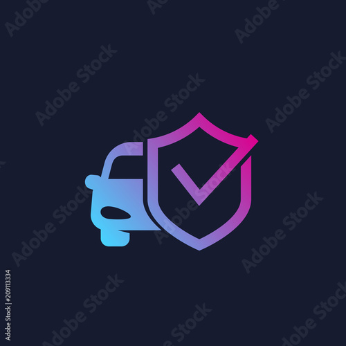 car and shield icon, vector logo mark