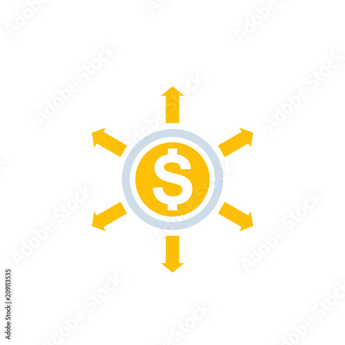Financial diversification, diversified capital vector icon