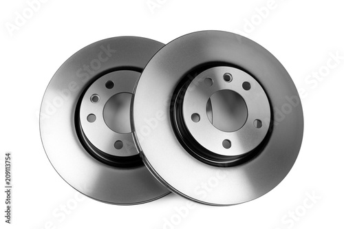 Steel brake discs, complete set. Isolate on white