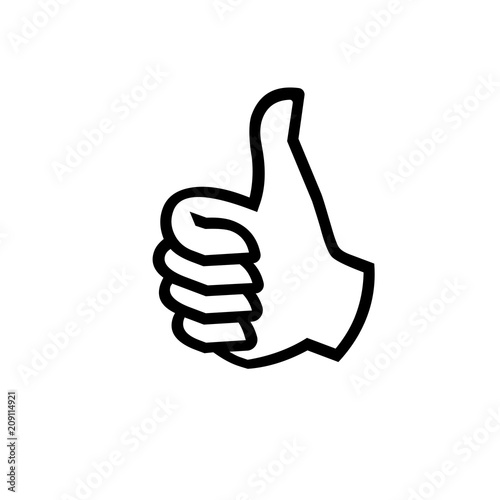 Thumb up finger sign vector illustration isolated on grey background