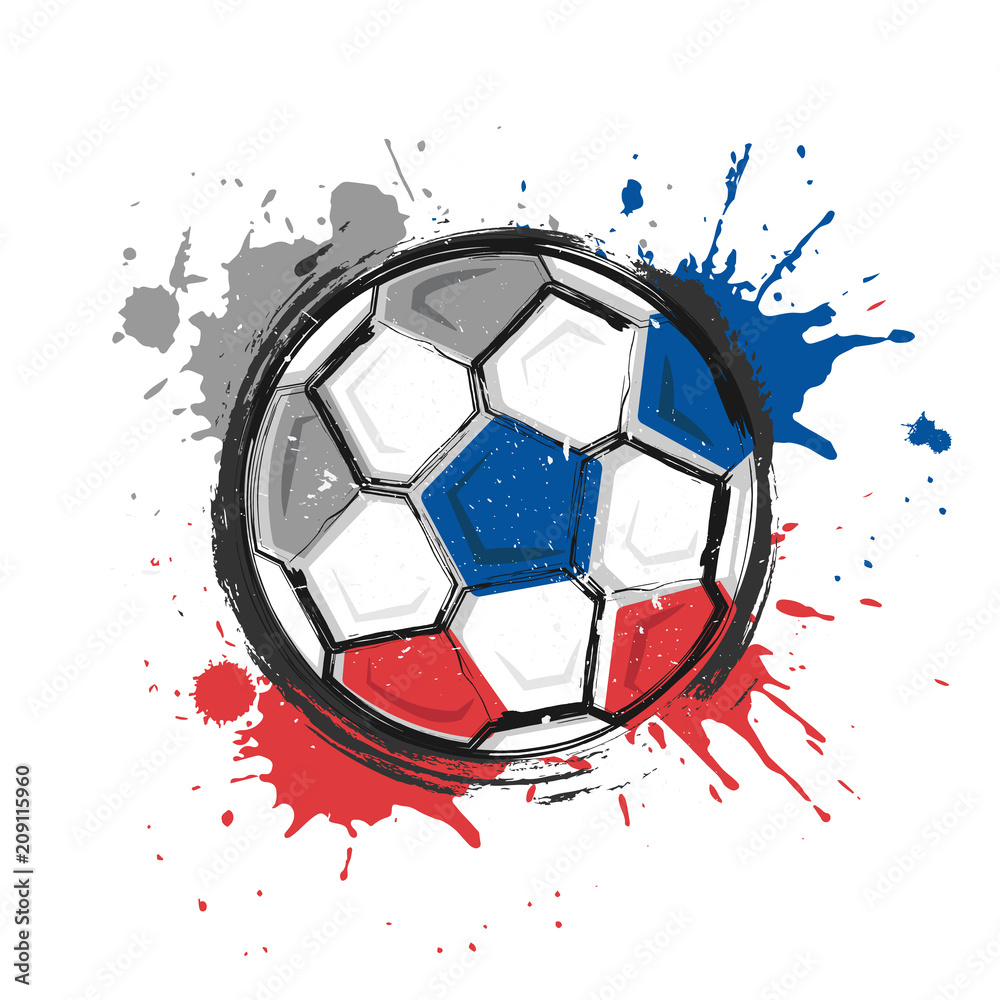 Russia football team symbol . Realistic watercolor art paint with stained splash color . Flat design . Vector for international world championship 2018