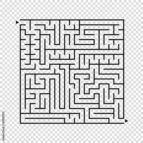 Abstract square maze. An interesting game for children and teenagers. A simple flat vector illustration isolated on a transparent background.
