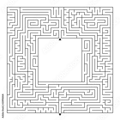 A huge square labyrinth with an entrance and an exit. Simple flat vector illustration isolated on white background. With a place for your drawings