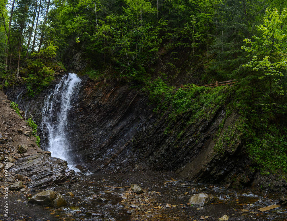Waterfall Zhenetskyi Huk, panorama, Carpathians of Ukraine. Waterfall Zhenetskyi Huk, panorama, Carpathians of Ukraine.