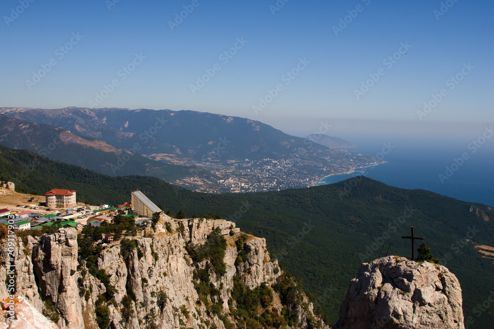 Beautiful mountains near Mount Ai Petri with a view of Yalta. Crimea