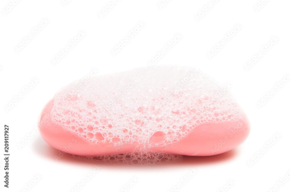 pink soap with foam isolated pink soap with foam isolated