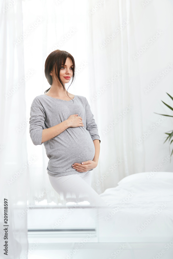Pregnant Girl. Beautiful Smiling Pregnant Woman At Home Pregnant Girl. Beautiful Smiling Pregnant Woman At Home