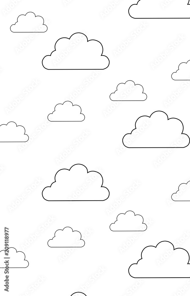 Clouds line art icon. Art illustration isolated on white background Clouds line art icon. Art illustration isolated on white background