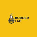 Burger Lab logo. Laboratory of delicious food. Logotype for restaurant or cafe