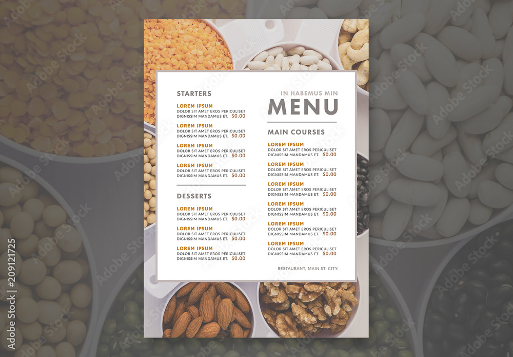 Menu Layout with Health Food Photo Element Stock Template | Adobe Stock