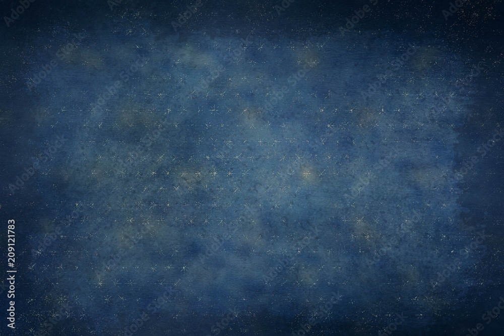  Navy blue and gold celestial stars background with dark vignette