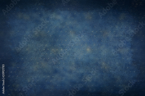  Navy blue and gold celestial stars background with dark vignette