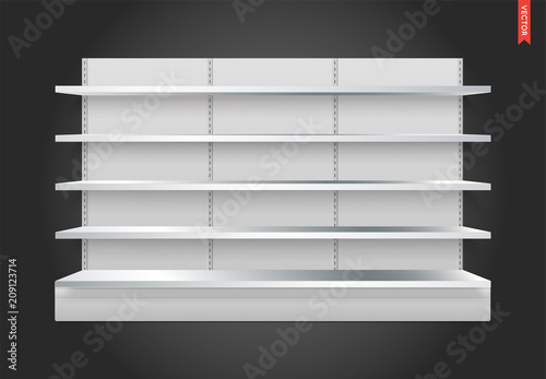 Empty Vector Store Shelves with Background. Can be used separately.