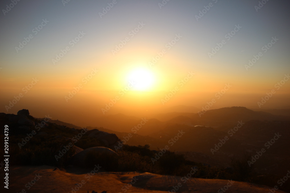 Sunset over Mount Woodson in Southern California 