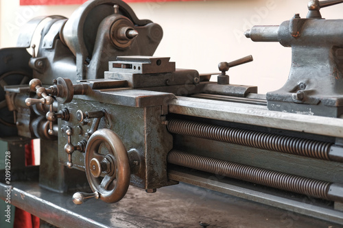 vintage lathe in the workshop