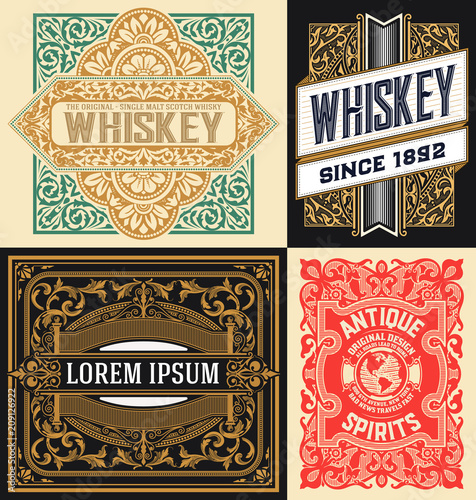 Set of 4 vintage labels
