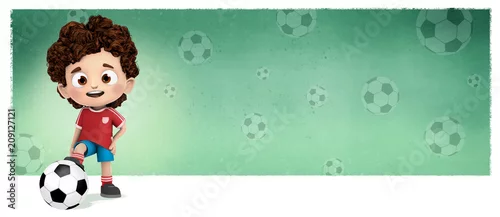Obraz chłopiec z piłką nożną