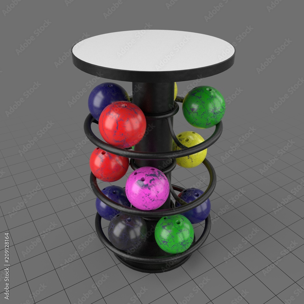 Round table with bowling ball rack Stock 3D asset Adobe Stock