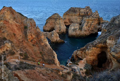 Amazing and unique cliffs formation with  sea arches, grottos and smugglers caves in Lagos, Algarve, Portugal © elephotos