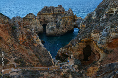 Amazing and unique cliffs formation with  sea arches, grottos and smugglers caves in Lagos, Algarve, Portugal © elephotos