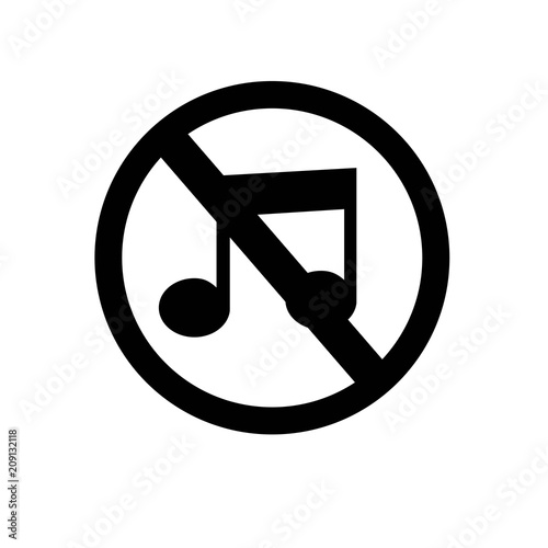 No music sign icon isolated on white background. Vector illustration.