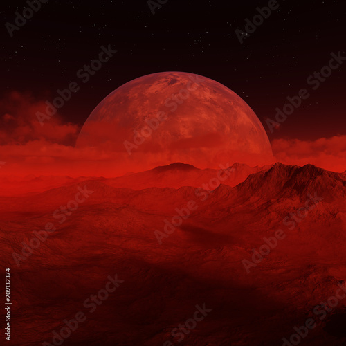 Fototapeta Naklejka Na Ścianę i Meble -  3d rendered Space Art: Alien Planet - A Fantasy Landscape