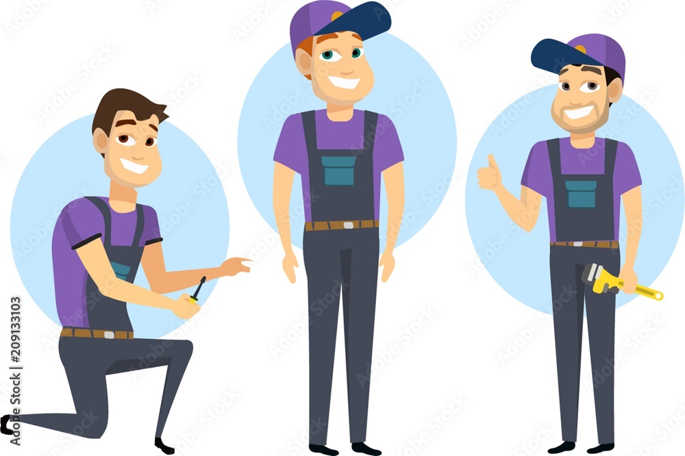 Manufacture set. Building and worker with house and instrument Manufacture set. Building and worker with house and instrument