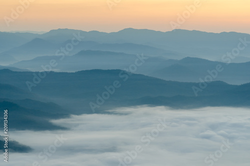 fog and cloud mountain valley landscape