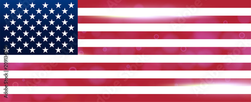 The national flag of the country of united states of America. Modern vector pattern, banner of USA. Flat wide design element for print, wallpaper, wrapping paper, websites. Vector illustration