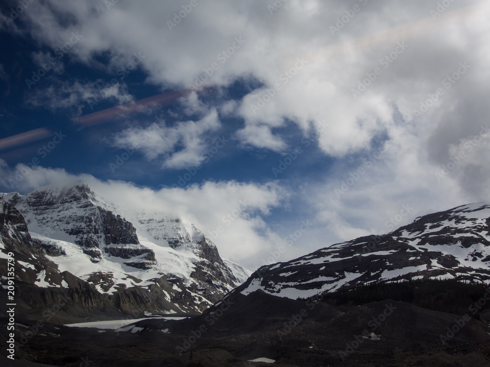 Views on Mountains surrounding Columbia Icefield and Glacier, Canada