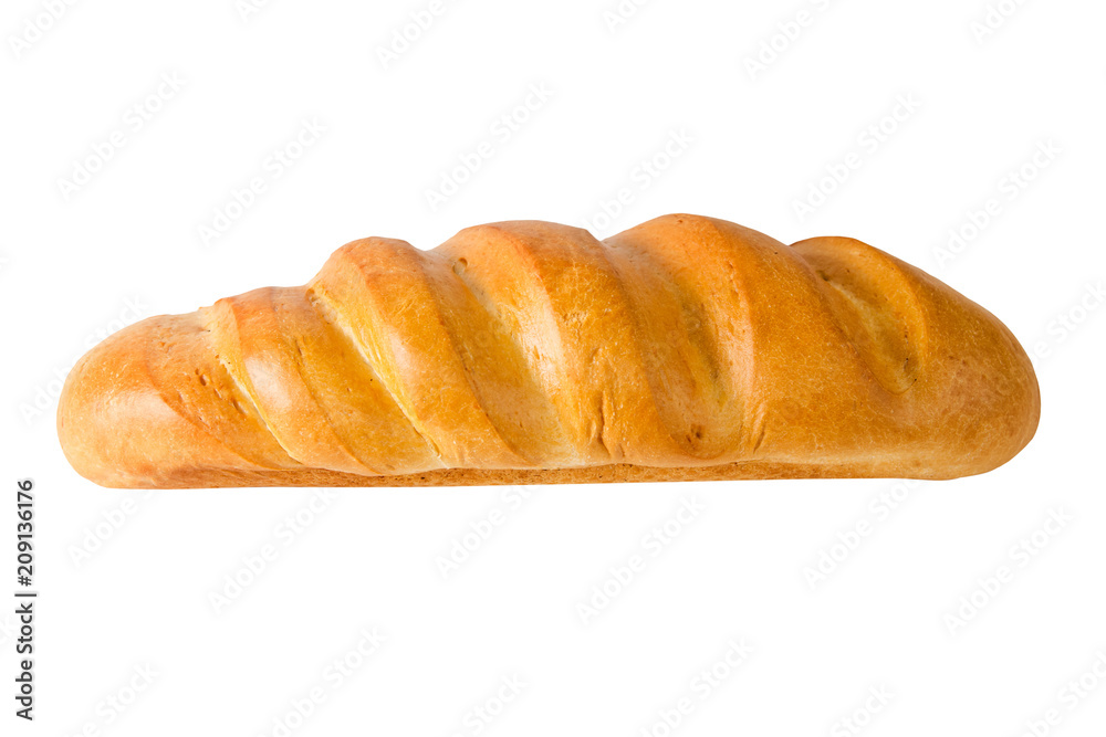 White bread loaf isolated on white background.