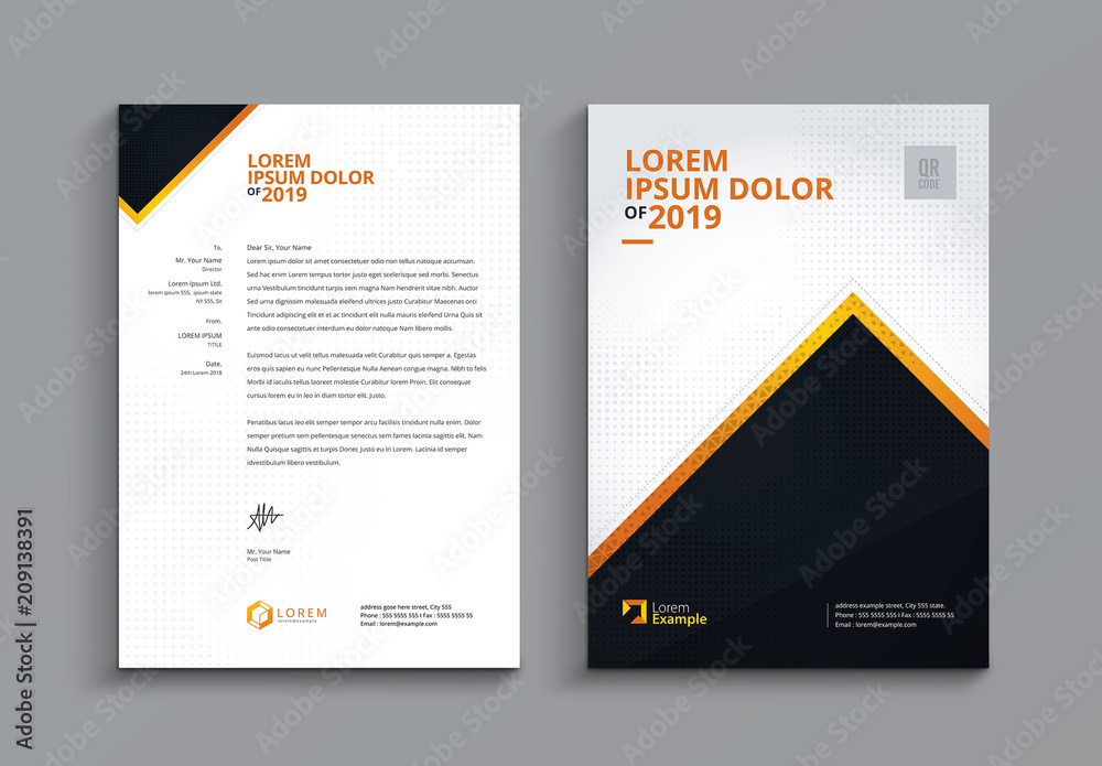 Triangular Letter Pad Letterhead Layout with Triangular Elements Stock Template | Adobe Stock
