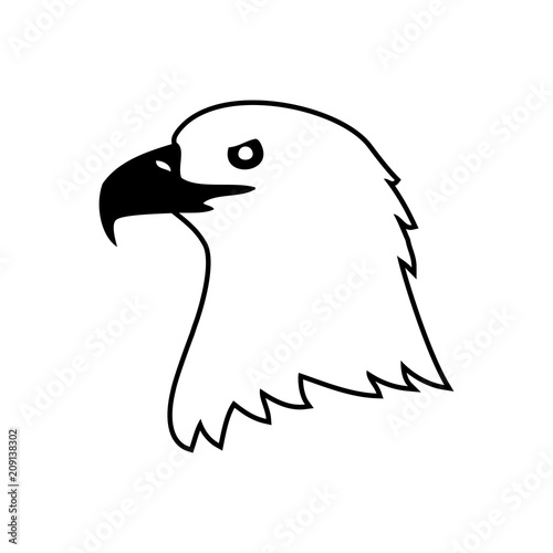 Icono plano silueta cabeza de aguila en color negro