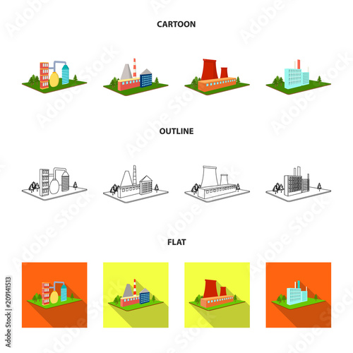 Processing factory,metallurgical plant. Factory and industry set collection icons in cartoon,outline,flat style isometric vector symbol stock illustration web.