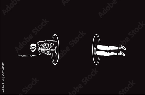 Skull illustration. Teleporter of death.